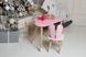 Детский столик тучка и стульчик ушки зайки розовые с белым сиденьем. Столик для игр, уроков, еды