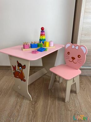 Вау! Детский стол розовый! Стол-парта классическая и стульчик.Подарок!Подойдет для учебы, рисования, игры