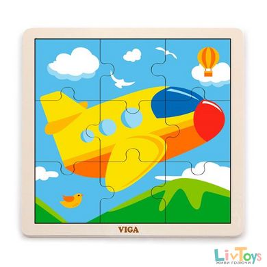 Деревянный пазл Viga Toys Самолетик, 9 эл. (51447)