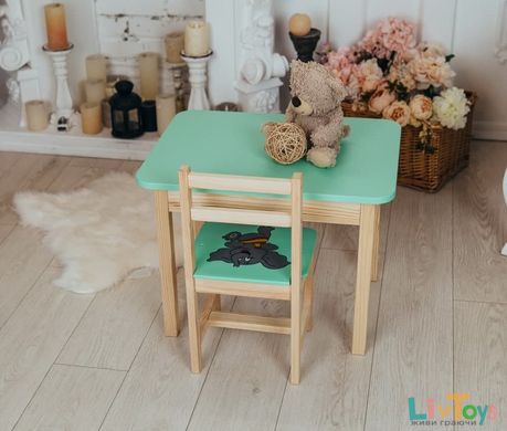 Детский стол и стул зеленый. Для учебы,рисования,игры. Стол с ящиком и стульчик.