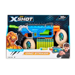 X-Shot Скорострельный бластер DINO Striker New (2 средних яйца, 2 маленьких яйца, 16 патронов)