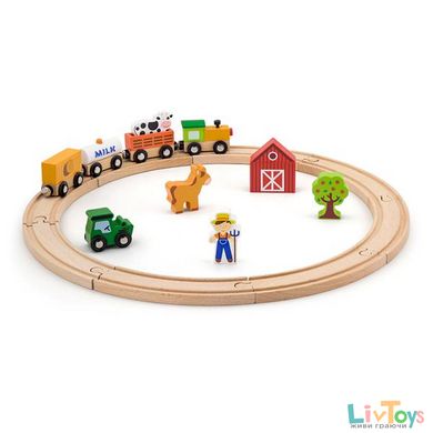Іграшкова залізниця Viga Toys дерев'яна 19 ел. (51615)