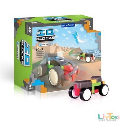 Конструктор Guidecraft IO Blocks Гоночні машини з доповненою 3d реальністю, 48 деталей (G9607)