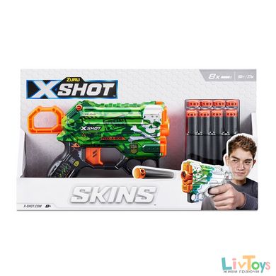 Скорострельный бластер X-SHOT Skins Menace Camo (8 патронов)