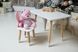 Дитячий білий прямокутний стіл і стільчик вуха зайки рожеві. Столик для ігор, уроків, їжі. Білий столик
