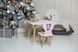 Детский белый прямоугольный столик и стульчик ушки зайки розовые. Столик для игр, уроков, еды. Белый столик