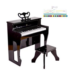 Детское пианино Hape 30 клавиш со стулом и подсветкой черный (E0631)