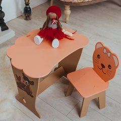 Вау! Дитячий стіл хмаринкою та стільчик фігурний персиковий на Подарунок! Для навчання, малювання, гри