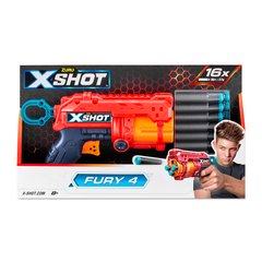 X-Shot Red Скорострельный бластер EXCEL FURY 4 (16 патронов)