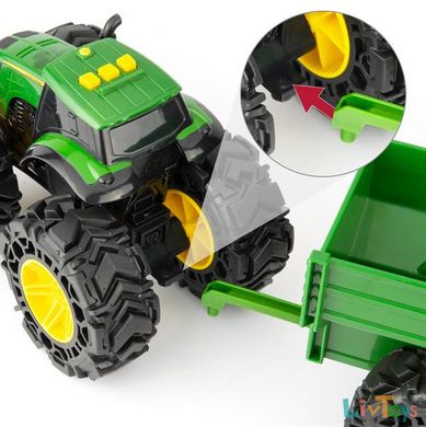 Іграшковий трактор John Deere Kids Monster Treads із причепом і великими колесами (47353)
