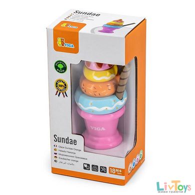 Игрушечные продукты Viga Toys Деревянная пирамидка-мороженое, розовый (51321)