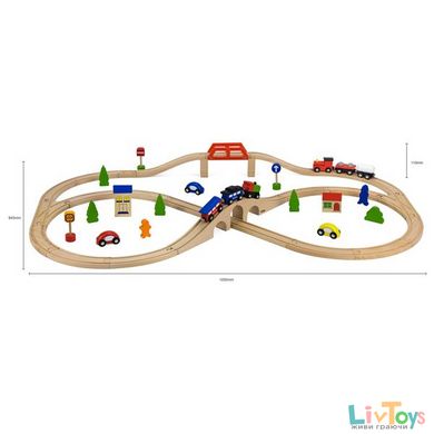 Іграшкова залізниця Viga Toys дерев'яна 49 ел. (56304)