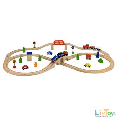 Іграшкова залізниця Viga Toys дерев'яна 49 ел. (56304)