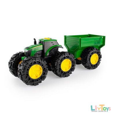 Игрушечный трактор John Deere Kids Monster Treads с прицепом и большими колесами (47353)