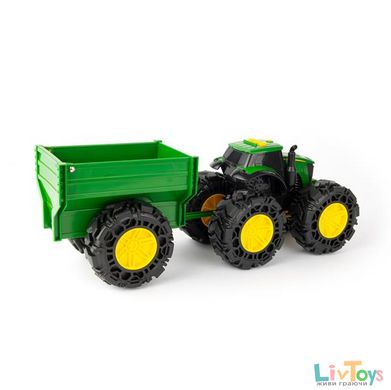 Іграшковий трактор John Deere Kids Monster Treads із причепом і великими колесами (47353)