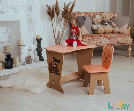 Вау! Детский стол тучкой и стульчик фигурный персиковый на Подарок! Для обучения, рисования, игры