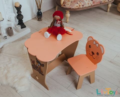 Детский стол! Стол-парта с крышкой облачко и стульчик фигурный. Подойдет для учебы, рисования, игры