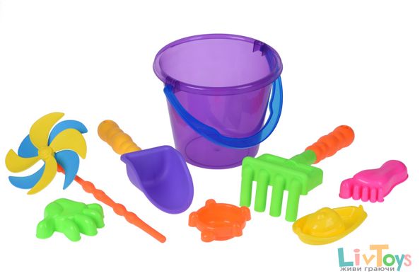 Набор для игры с песком Same Toy с воздушного вертушкой (фиолетовое ведро) 8 шт HY-1207WUt-3