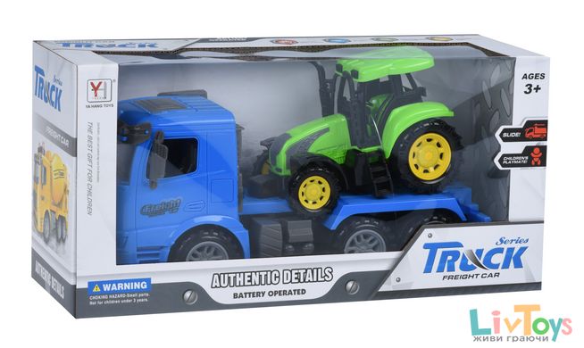 Машинка енерцийна Same Toy Truck Тягач синий с трактором 98-613Ut-2