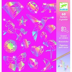 Набор скретч-наклеек металл Djeco (бриллиант) Розовый (DJ09736)