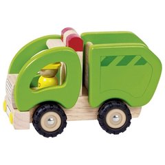 Машинка деревяна goki Сміттєвоз (зелений) 55964G