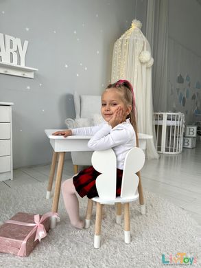 Дитячий столик і стільчик Метелик білий. Столик із шухлядою для олівців і розмальовок