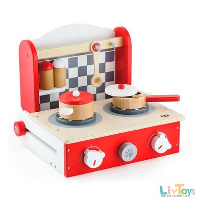 Детская плита Viga Toys с посудой, складная (50232)