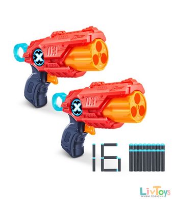 X-Shot Red Набір скорострільних бластерів EXCEL MK 3 Double (2 бластири, 3 банки, 16 набоїв)