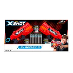 X-Shot Red Набор скорострельных бластеров EXCEL Reflex Double (2 бластеря, 3 банки, 16 патронов)