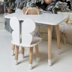 Белый прямоугольный столик и стульчик детский белоснежный бабочка. Белый детский столик