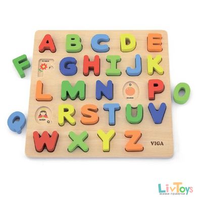 Деревянный пазл Viga Toys Английский алфавит, заглавные буквы (50124)