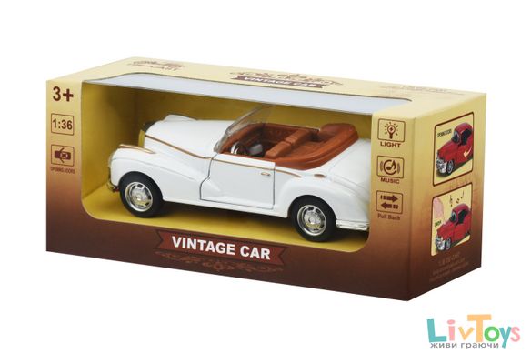 Автомобіль 1:36 Same Toy Vintage Car Білий відкритий кабріолет 601-4Ut-6