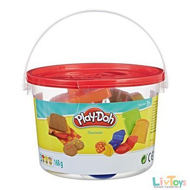 Набор пластилина Play-Doh Ведро Пикник 3 баночки и формочки (23414-23412)