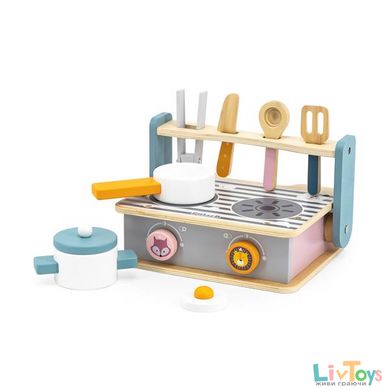 Детская плита Viga Toys PolarB с посудой и грилем, складная (44032)
