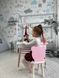 Дитячий Стіл з шухлядою білий  і стільчик ведмедик рожевий. Столик для творчості та гри