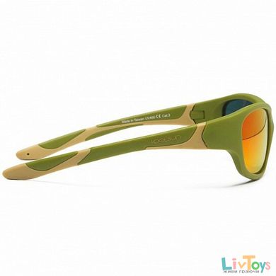 Дитячі сонцезахисні окуляри Koolsun кольору хакі серії Sport (Розмір: 3+)