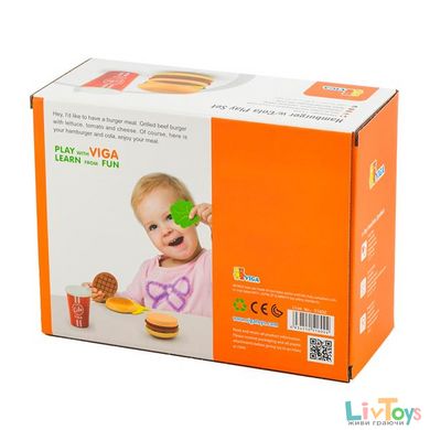 Іграшкові продукти Viga Toys Дерев'яні гамбургер і кола (51602)