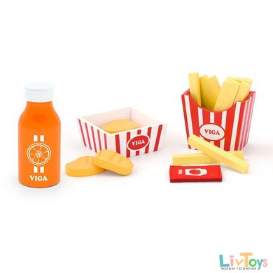 Іграшкові продукти Viga Toys Нагетси з картоплею фрі та соком (51603)