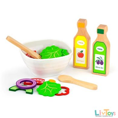 Іграшкові продукти Viga Toys Набір для салату з дерева, 36 ел. (51605)
