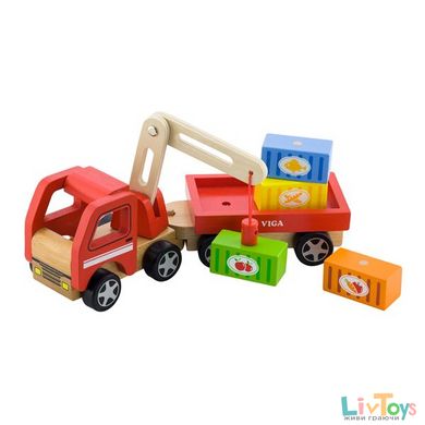 Деревянная игрушечная машинка Viga Toys Автокран (50690)
