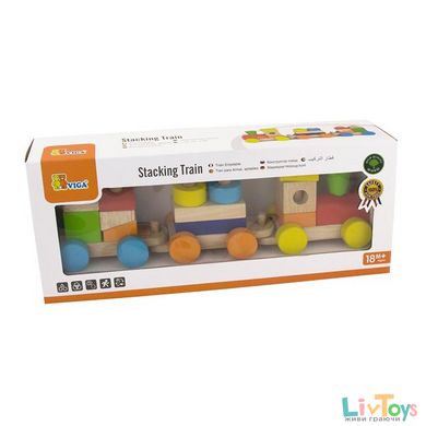 Деревянный поезд Viga Toys Цветные кубики (51610)