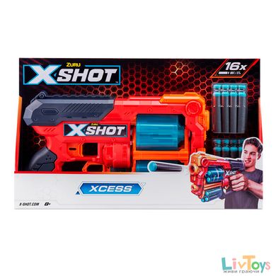 X-Shot Red Скорострельный бластер EXCEL Xcess TK-12 (16 патронов)