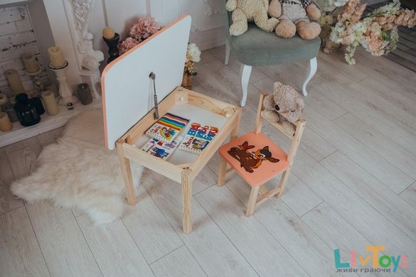 Детский стол и стул. Для учебы, рисования, игры. Стол с ящиком и стульчик розовый