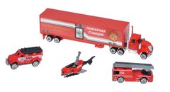 Набір машинок Same Toy Diecast Вантажівка з пожежними SQ80958-4Ut