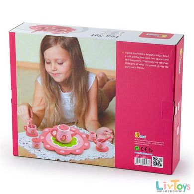 Іграшковий посуд Viga Toys Дерев'яний чайний набір, рожевий (50343)