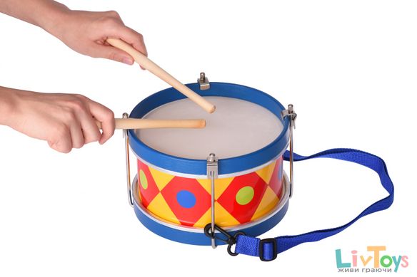 Музичний інструмент goki Барабан з шлеєю синій 61982G