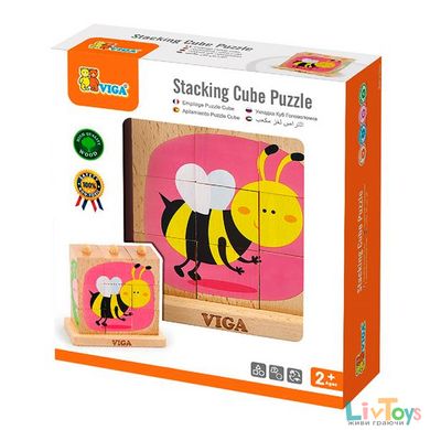 Дерев'яні кубики-пірамідка Viga Toys Комахи (50158)