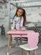 Детский столик  с выдвижным ящиком и стульчик  стульчик мишкой для девочки розовый.