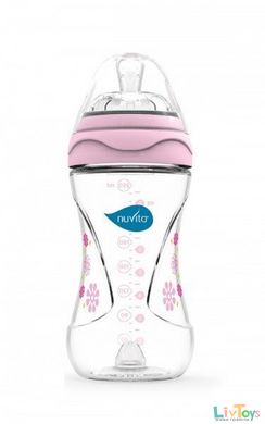 Бутылочка для кормления Nuvita Mimic 250 мл 3м + Антиколикова, розовая NV6030Pink