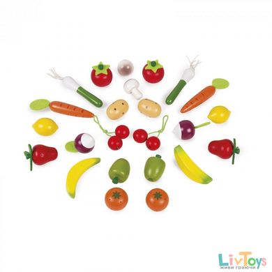 Ігровий набір Janod Кошик з овочами і фруктами 24 ел. J05620